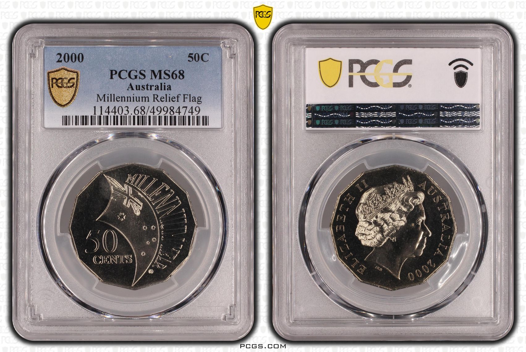 Millennium Relief Flag , Fifty Cent, 2000, PCGS MS68