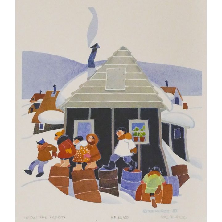 Rie Munoz ''Follow The Leader'' 1987 Signed Print 14.25'' x 12.5'' Sheet. Artist Proof.