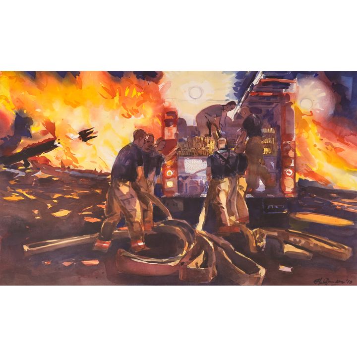 Henk Pander ''Fire Fighting'' 2010 Watercolor