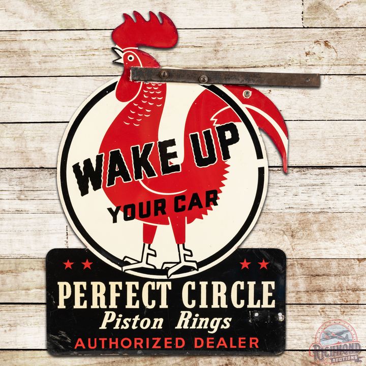 Perfect Circle Piston Rings Wake Up Your Car Dealer DST Sign w/ Rooster