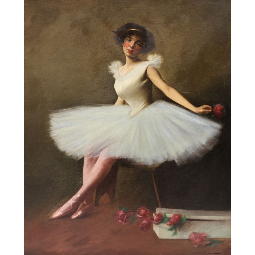 Herbert Augustus Morgan ''Ballerina with Red Roses'' Oil