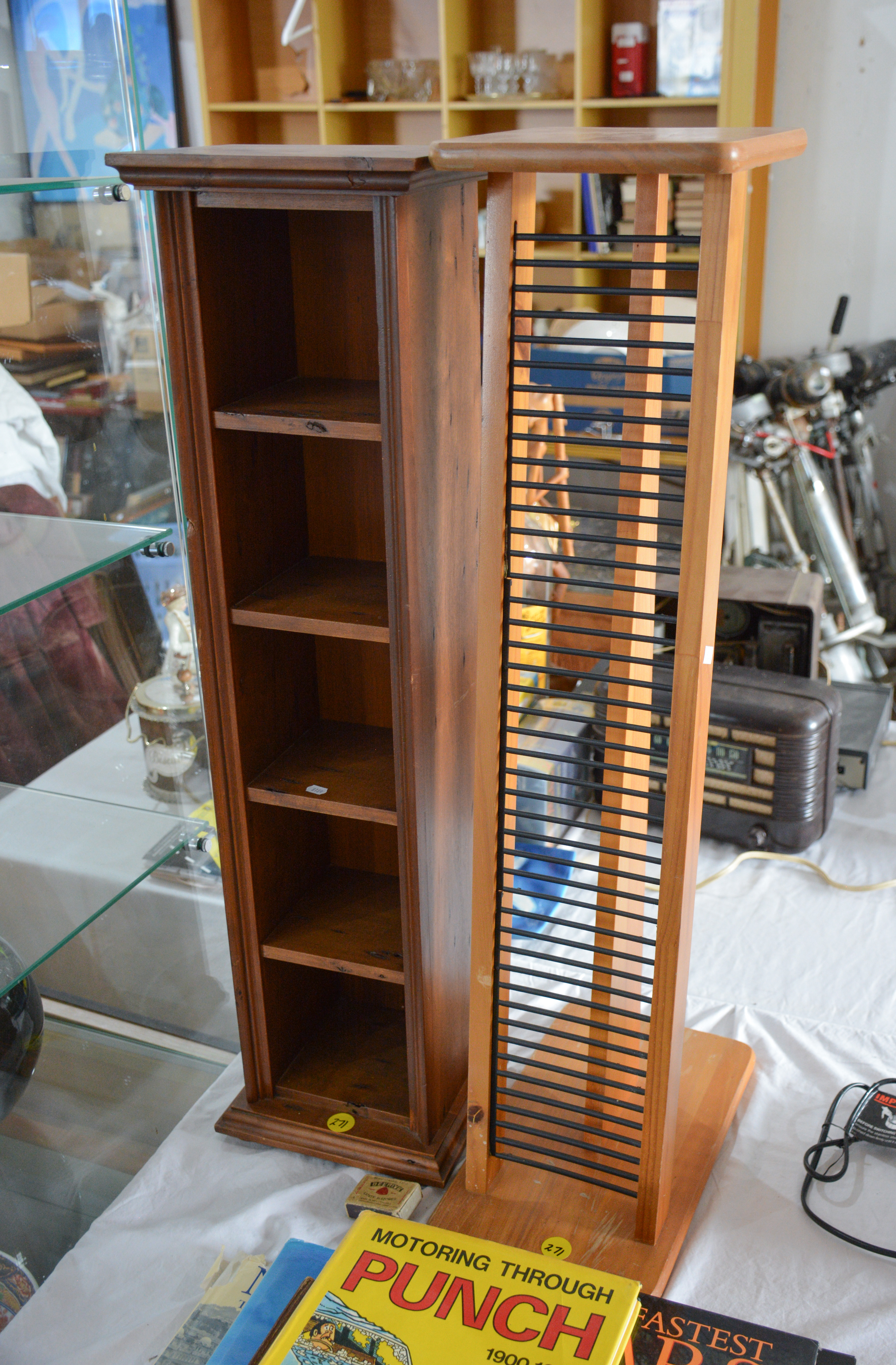 Wood Cubby Shelf and CD Rack — sold at auction in New Zealand for $25