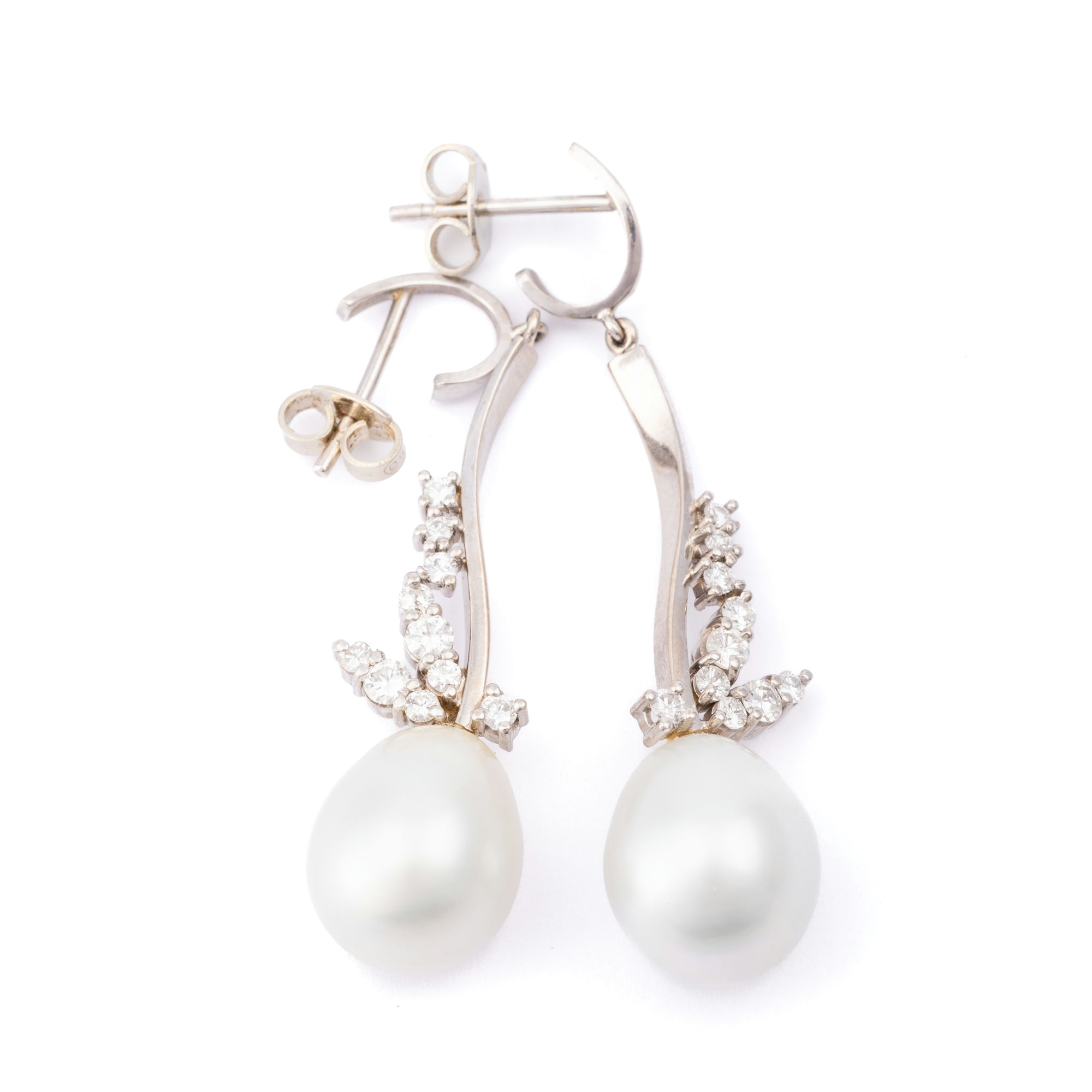 South Sea Pearl Diamond Drop Earrings,