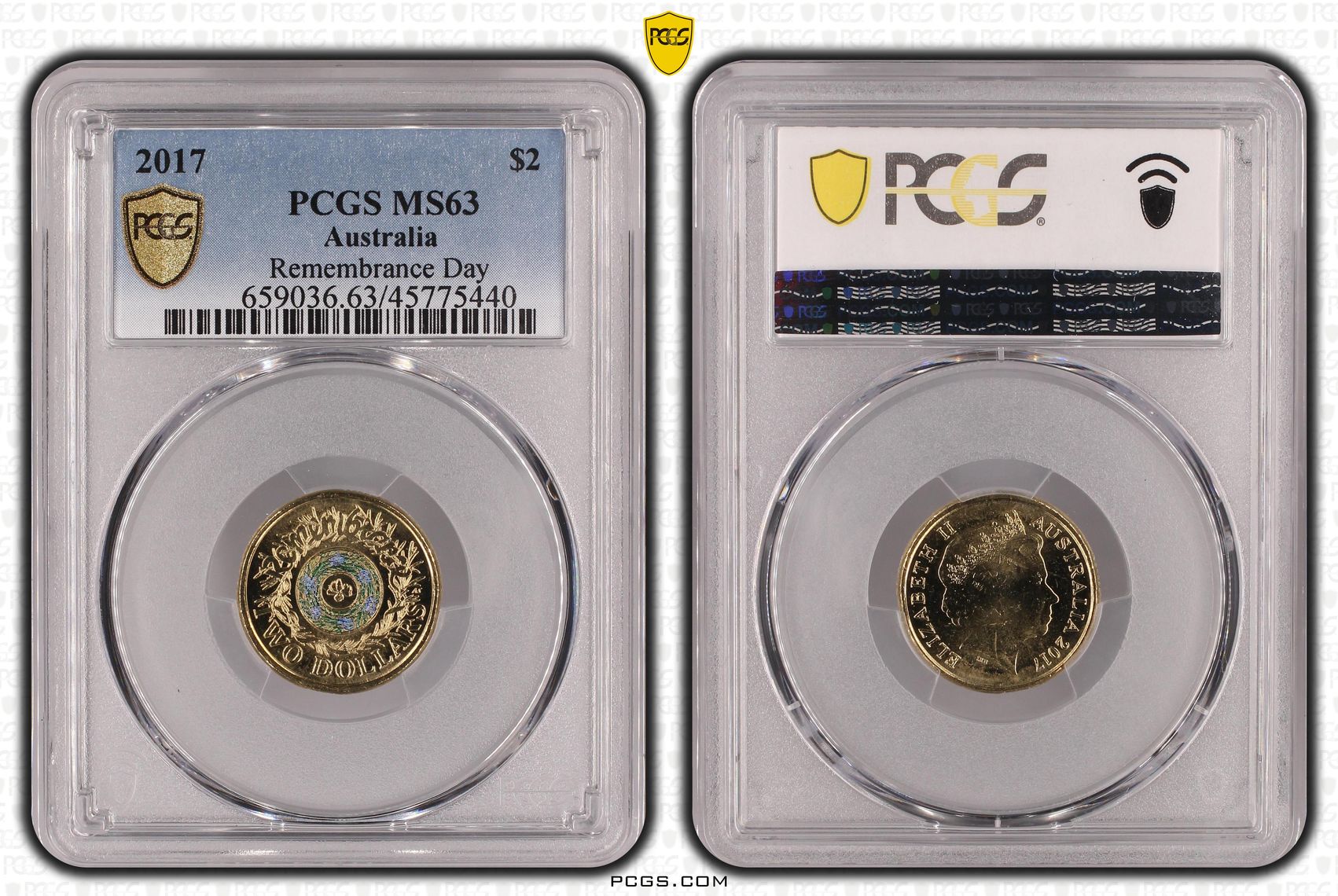 Remembrance Day, Two Dollar, 2017, PCGS MS63