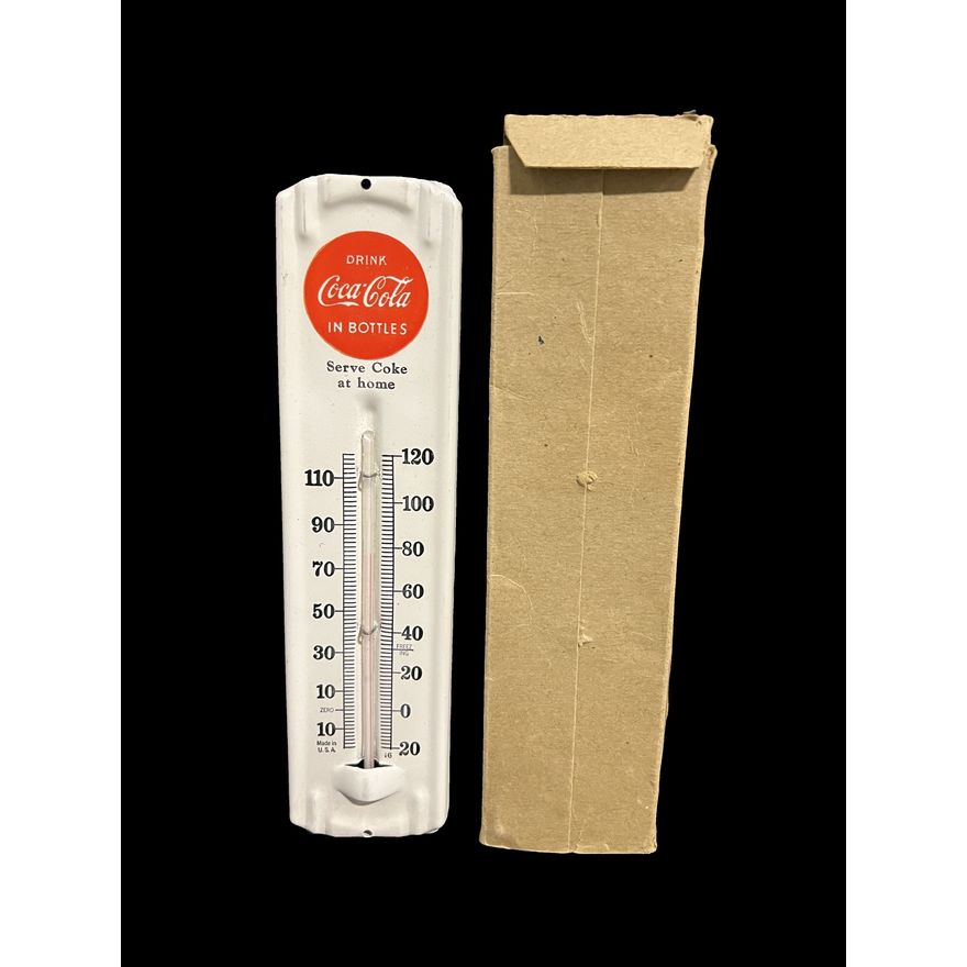 NOS Drink Coca-Cola Coke Tin Metal Soda Thermometer