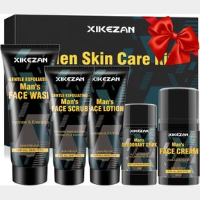 XIKEZAN MENS GIFTS FOR MEN,MENS SKIN CARE KIT,NOURISHE & HYDRATE SKIN W/FACE WASH,SCRUB,LOTION,CREAM,DEODORANT,SKIN CARE SET UNIQU