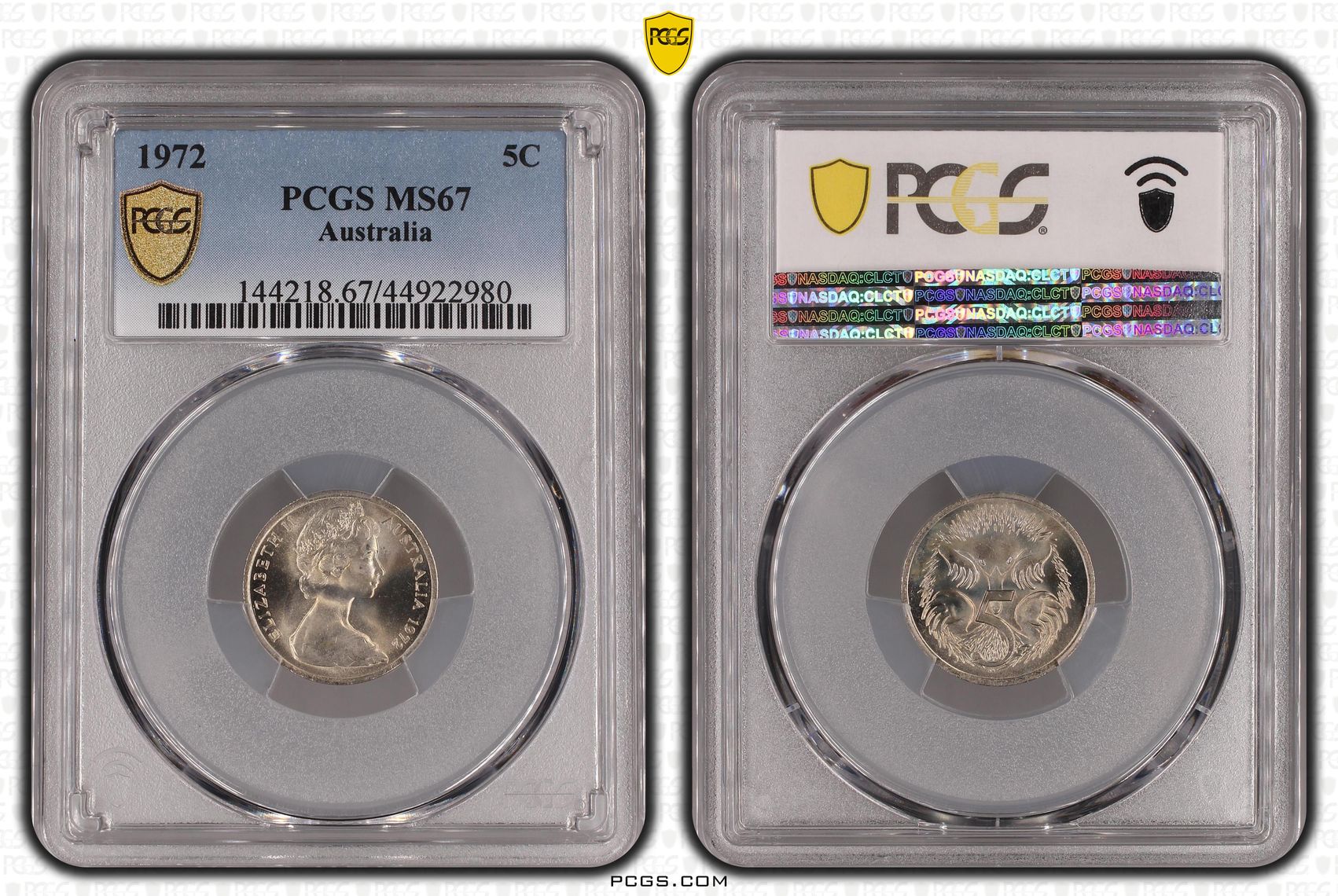 1972 Australia Five Cent, 5c PCGS - MS67 -980