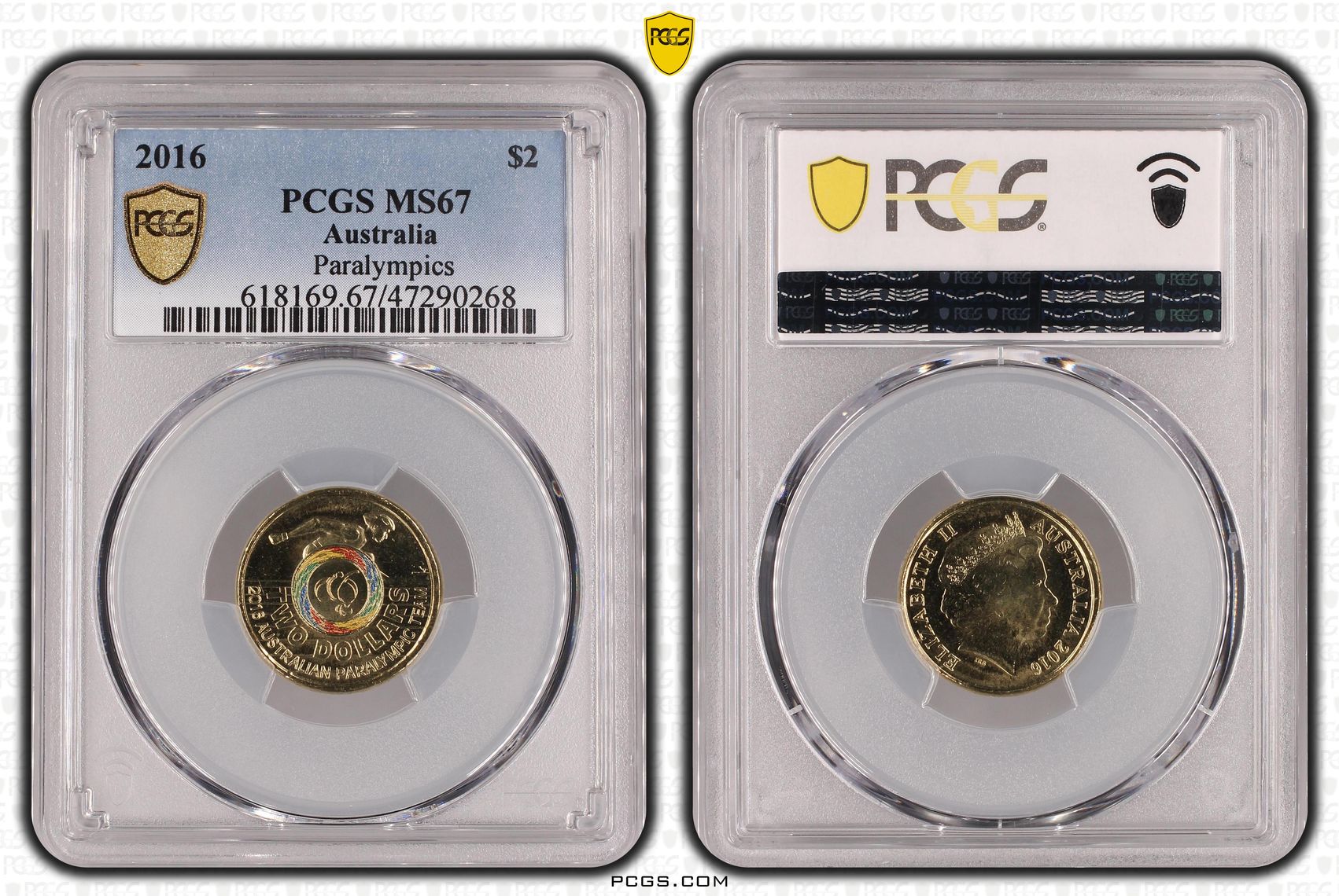 Paralympics Colorized, Two Dollar, 2016, PCGS MS67