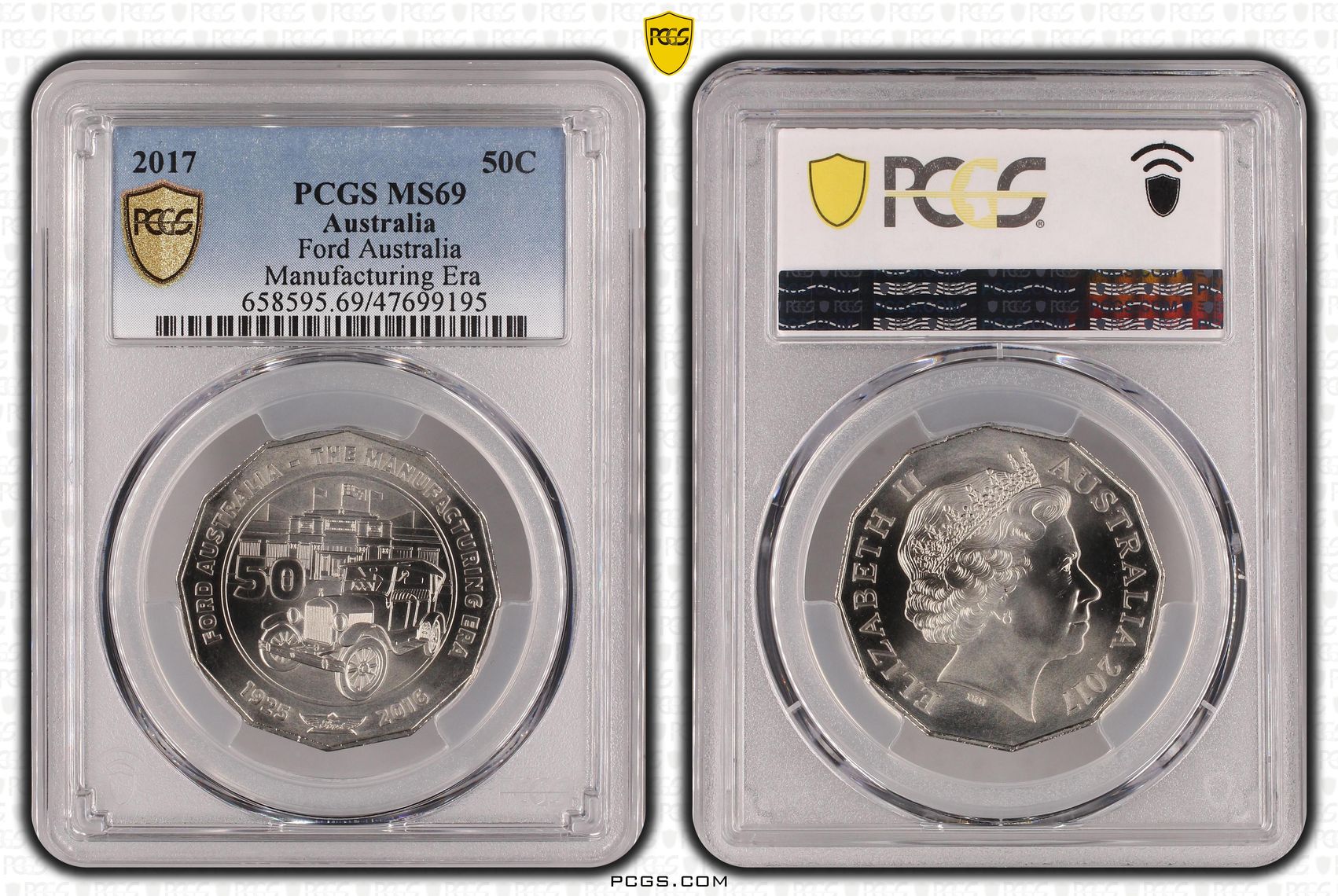 Elizabeth II, Ford Australia - Manufacturing Era, Fifty Cent, 2017, PCGS MS69