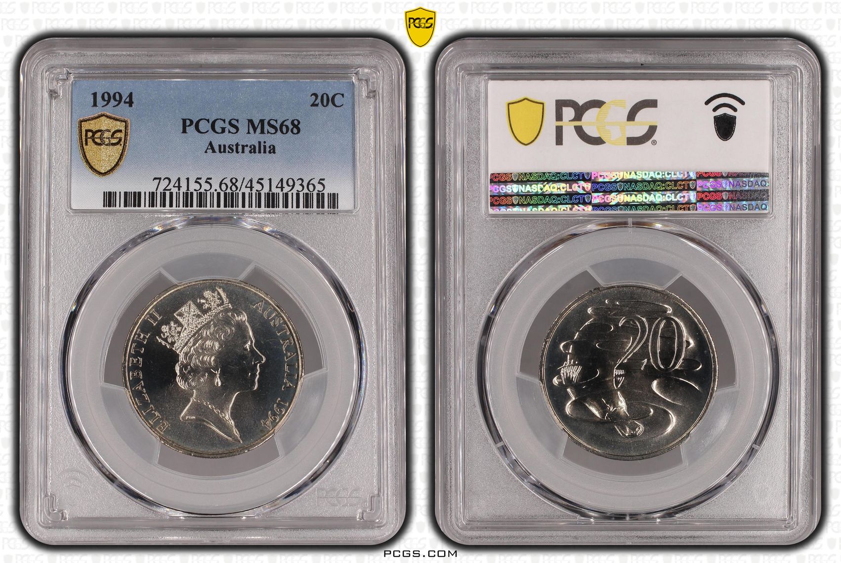 1994 Australia Twenty Cent, 20c PCGS - MS68 -365