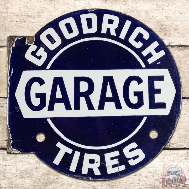 Goodrich Garage Tires DS Porcelain Flange Sign