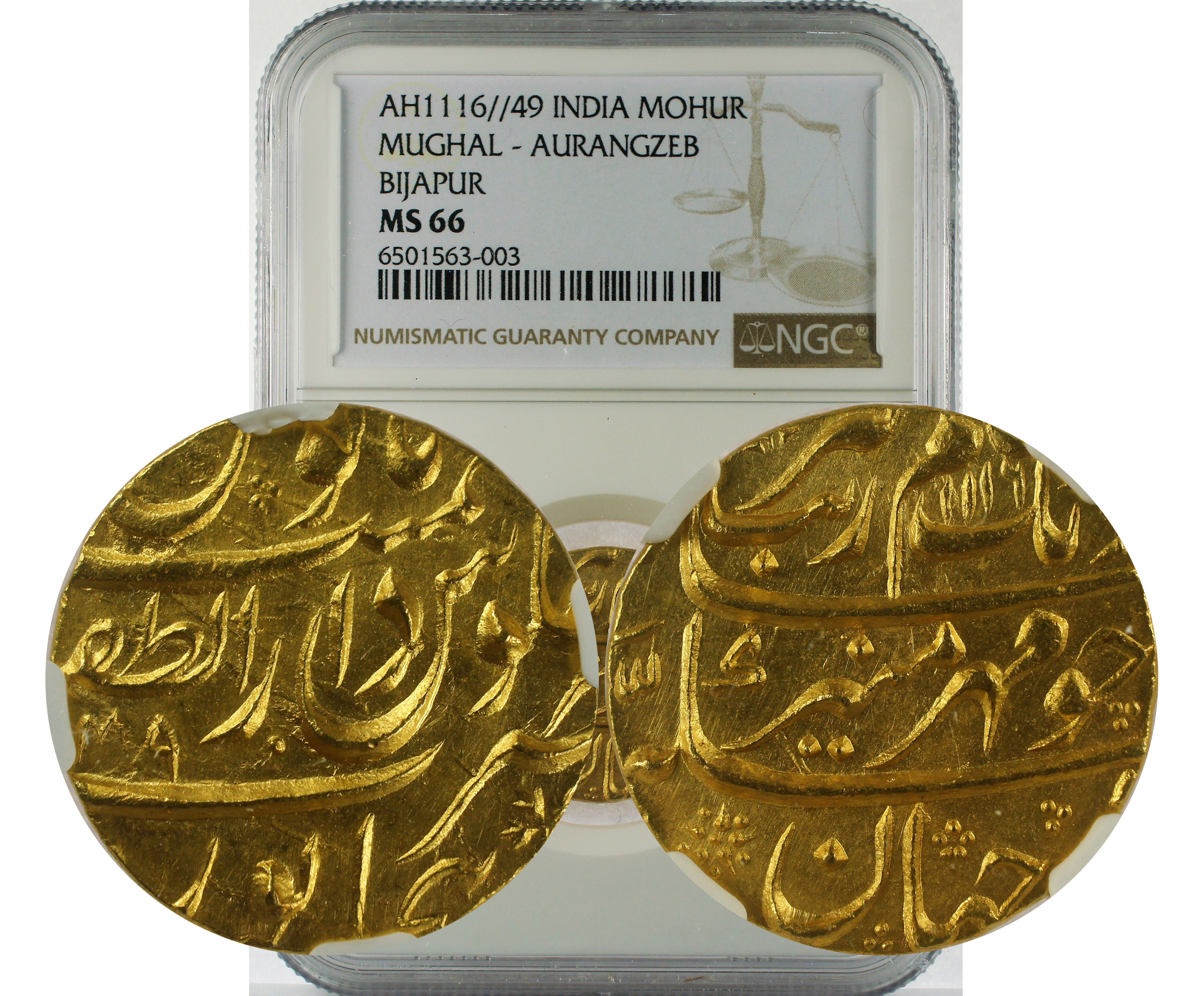 AH1116//49 INDIA MUGHAL - AURANGZEB BIJAPUR MOHUR MS 66