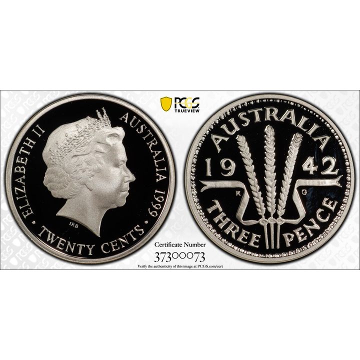 1942 3d Ag, Twenty Cent, 1999, PCGS PR69DCAM