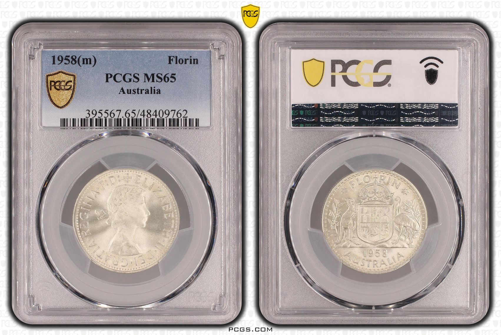 Elizabeth II, Florin, 1958(m), PCGS MS65