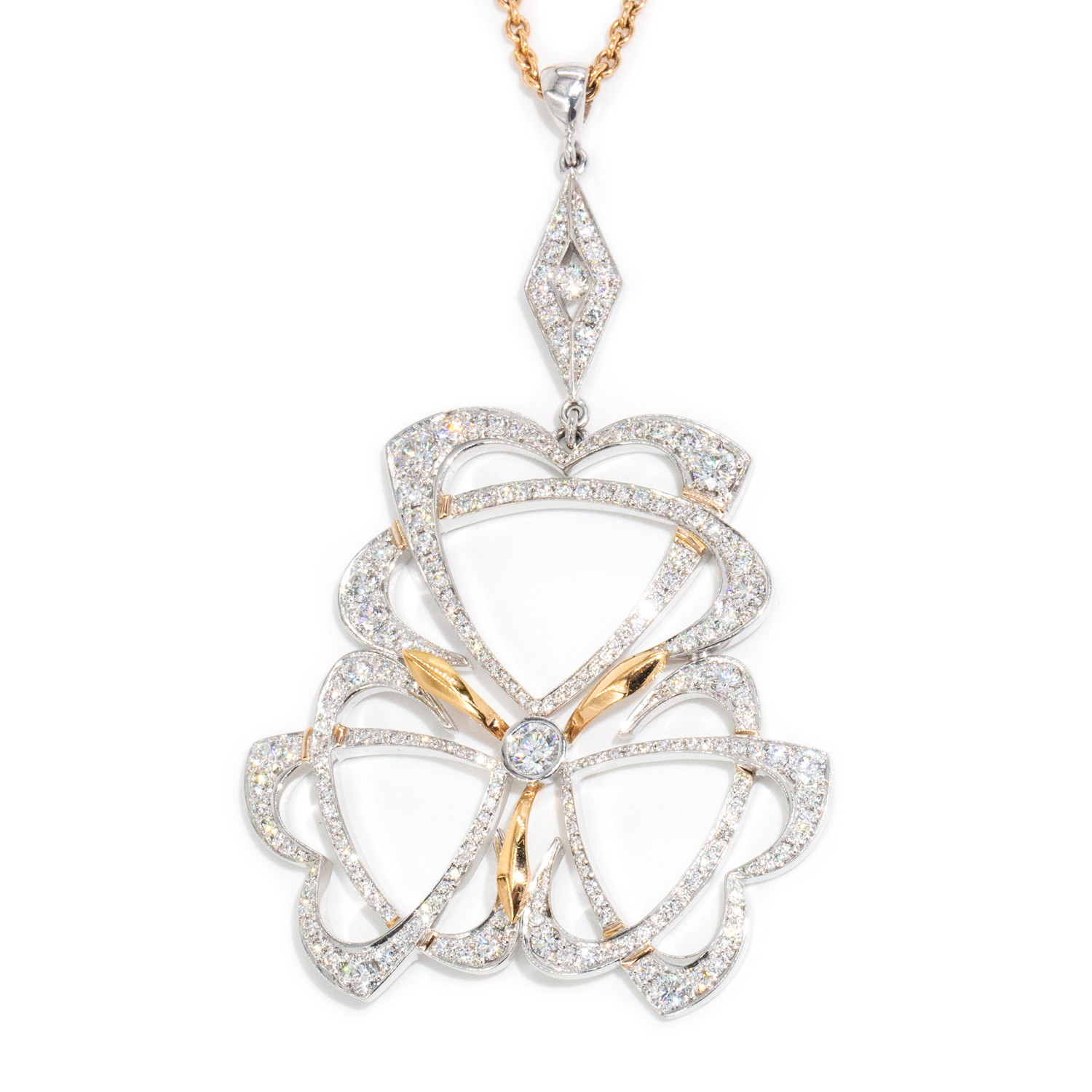 5.36 Carat Diamond 18ct Gold Pendant On 18ct Chain