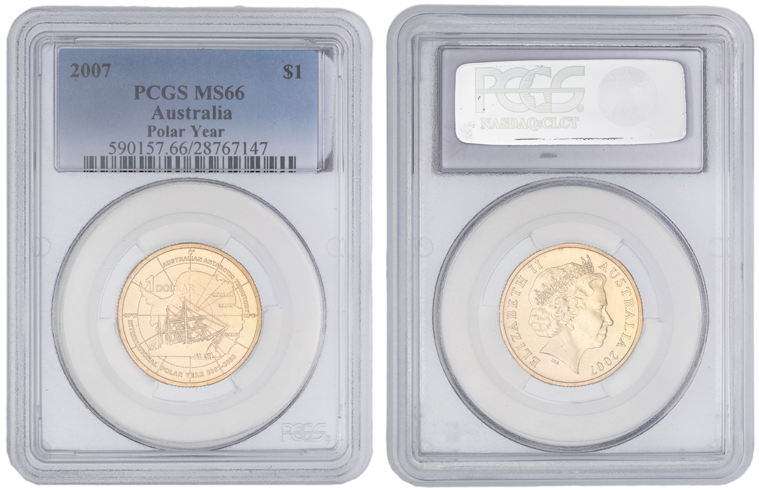Elizabeth II, Polar Year, One Dollar, 2007, PCGS MS66