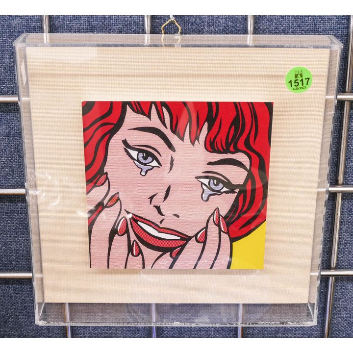 Roy Lichtenstein Crying Girl Shadowbox Framed Print- 9x9''