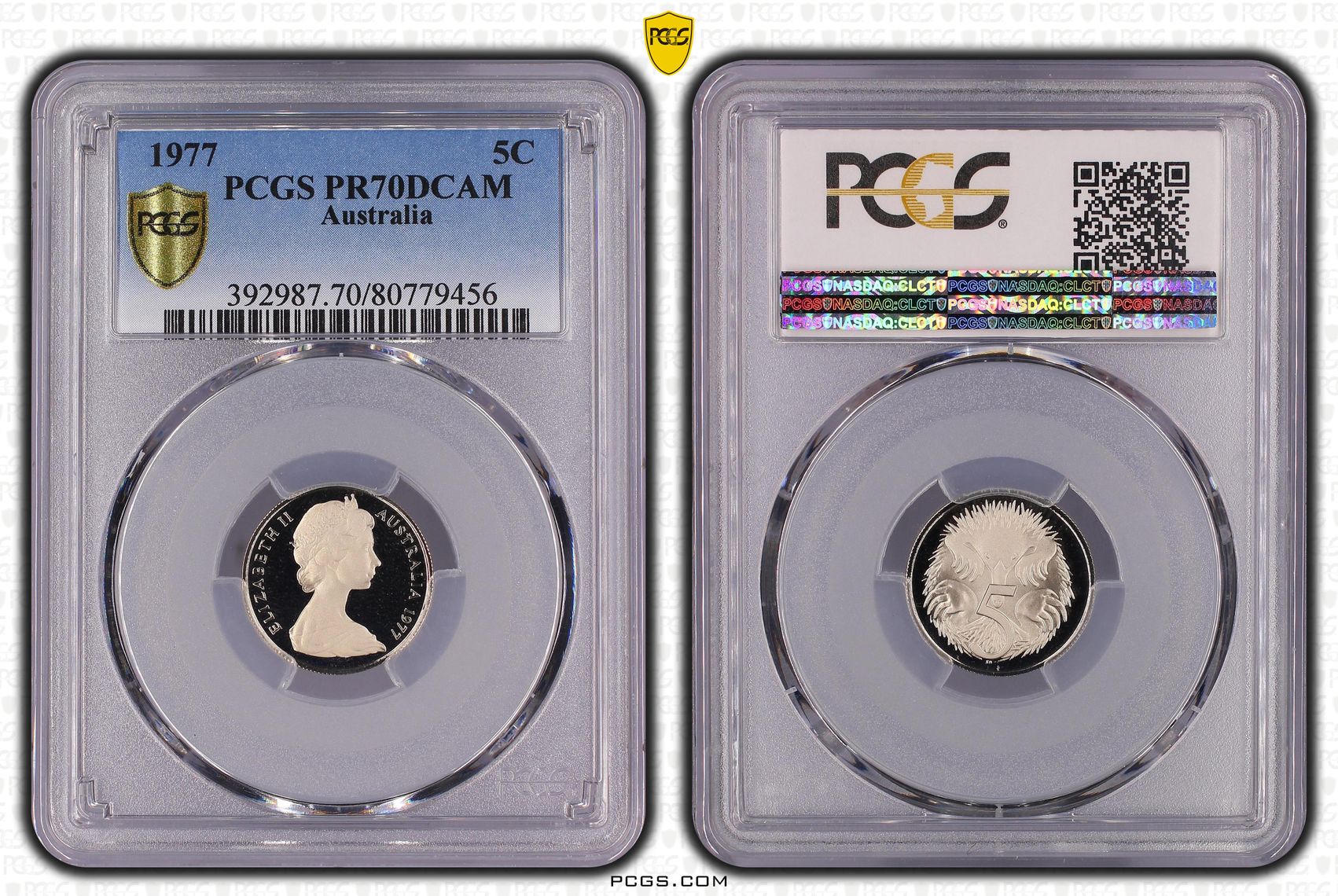 55 · 1977 Australia Five Cent, 5c PCGS - PR70DCAM POP 13/0 -456