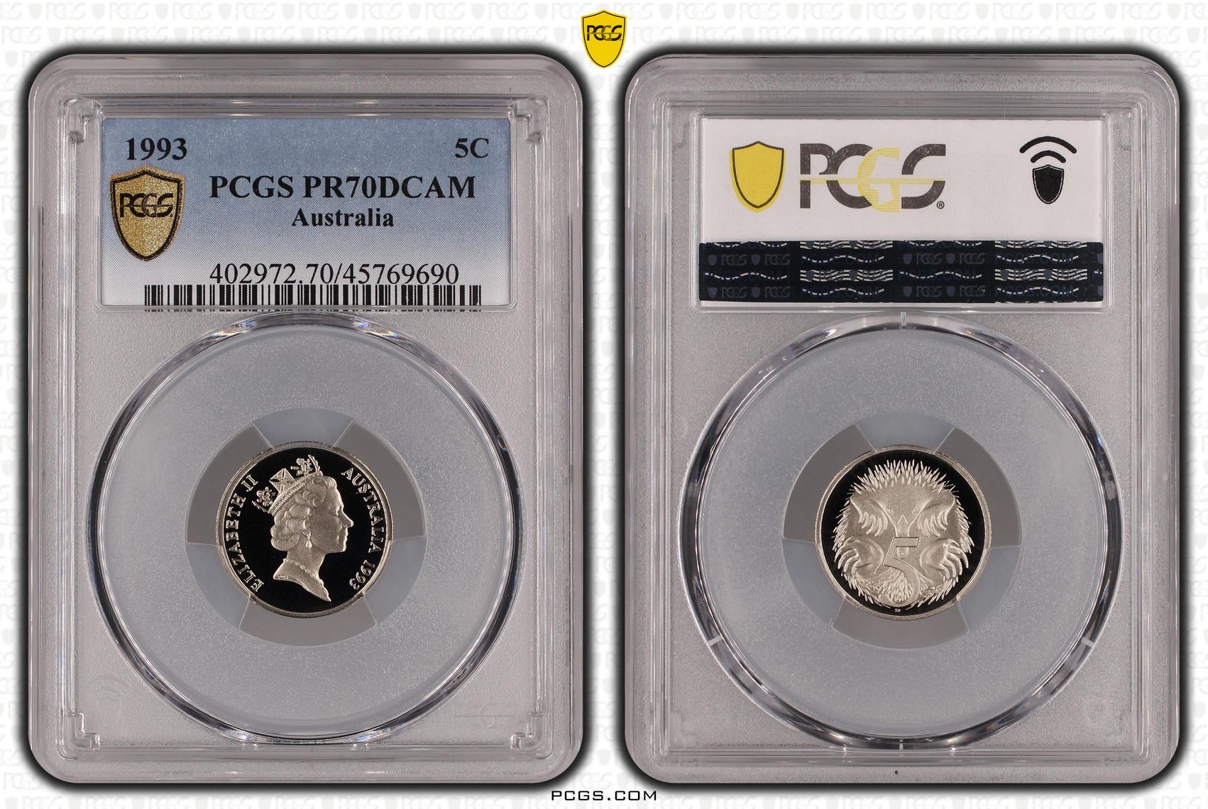 Elizabeth II, Five Cent, 1993, PCGS PR70DCAM
