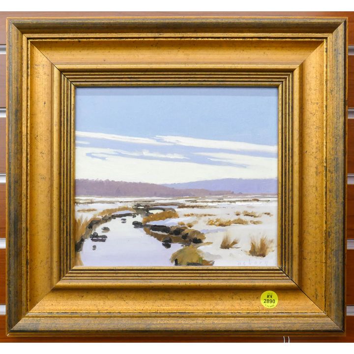 Hillary Osborn 'Looking Towards Sippewisset' Oil on Masonite Framed- 14x15''