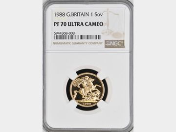 1988 ELIZABETH II PROOF GOLD SOVEREIGN PF70 UCAM TOP POP!