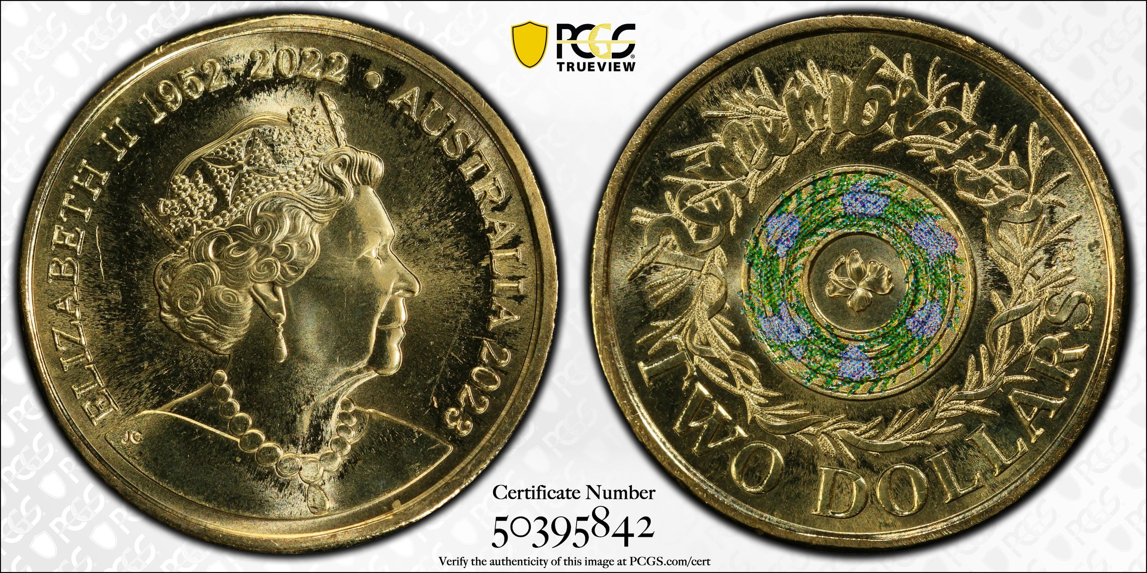 35th Ann $2 Coin Set Colourised Remembrance Rosemary, Two Dollar, 2023, PCGS MS65