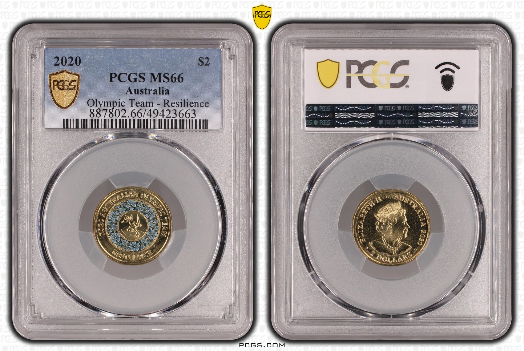 Elizabeth II, Olympic Team - Resilience , Two Dollar, 2020, PCGS MS66