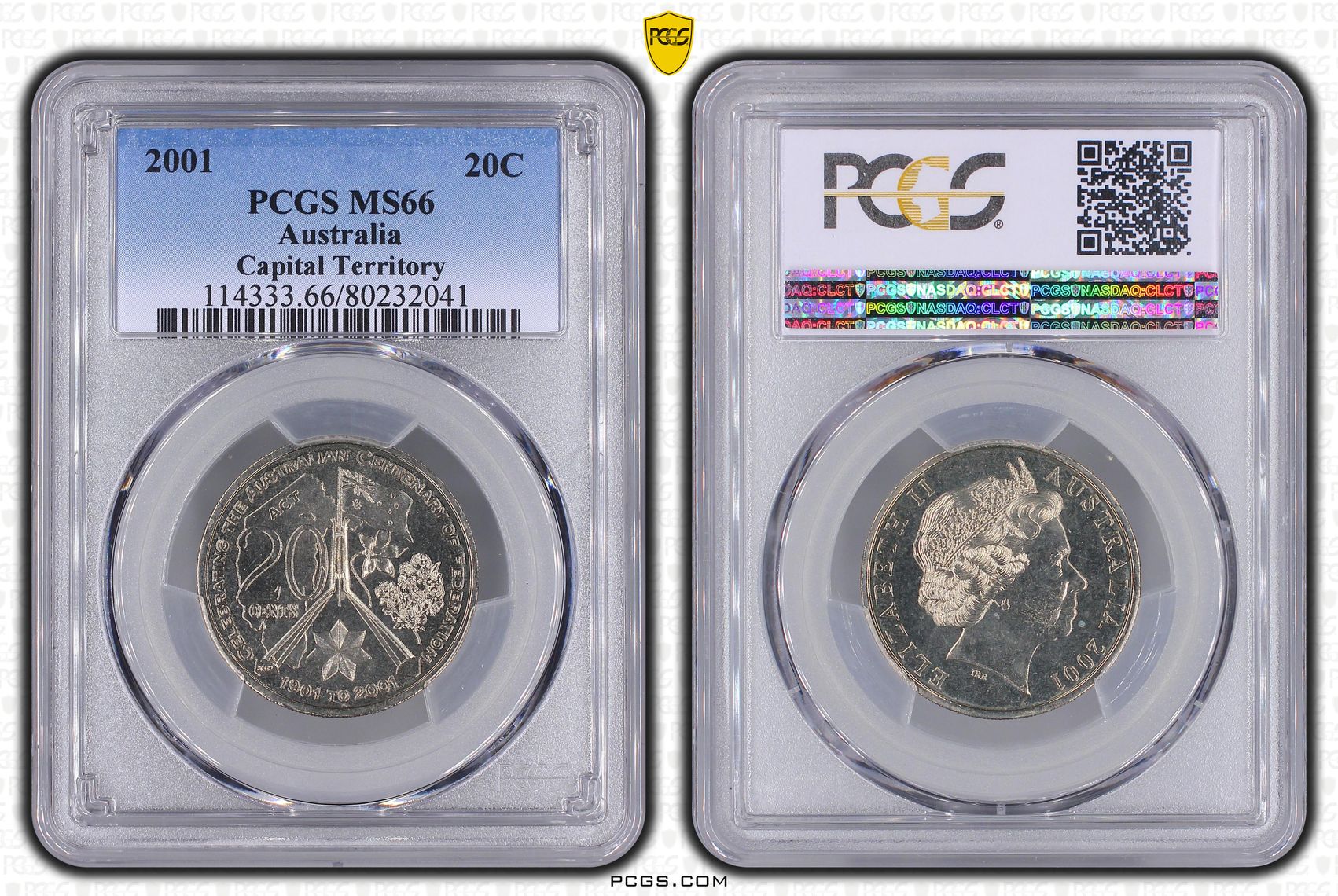 Elizabeth II, Capital Territory, Twenty Cent, 2001, PCGS MS66