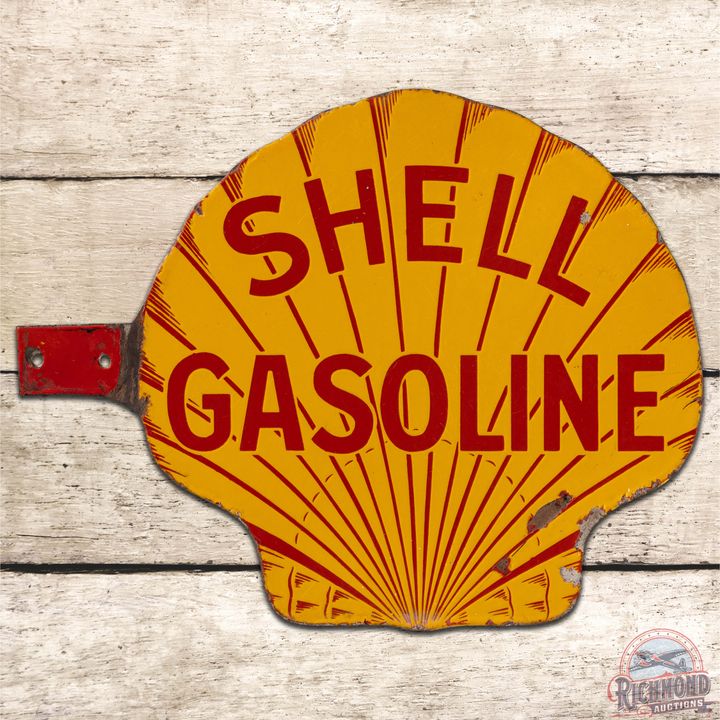 Shell Gasoline Die Cut DS Porcelain Gas Pump Paddle Sign