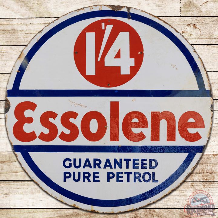 Essolene Guaranteed Pure Petrol 30" DS Porcelain Sign
