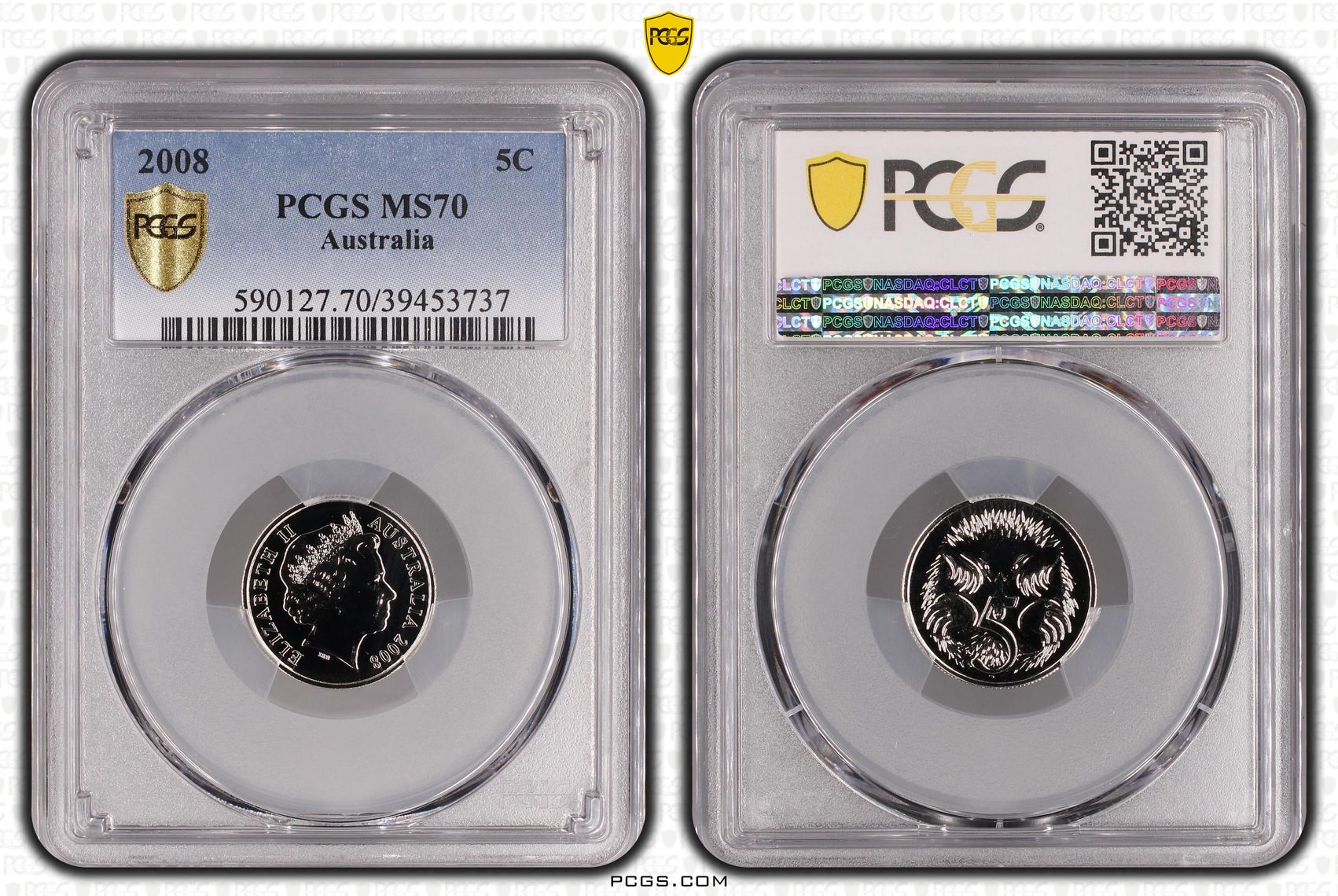 Elizabeth II, Five Cent, 2008, PCGS MS70
