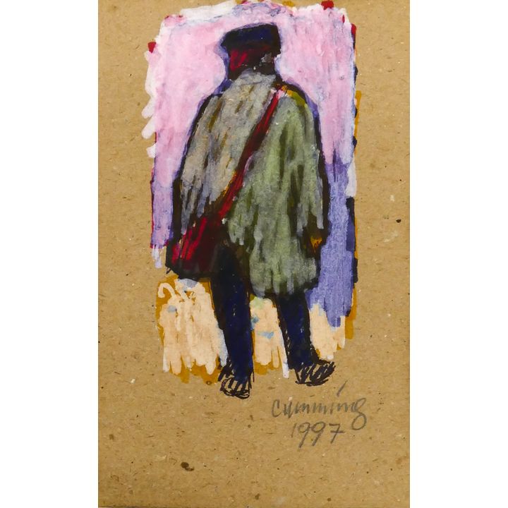William Cumming 'Man with Shoulder Bag' 1997 Gouache & Marker on Paper.