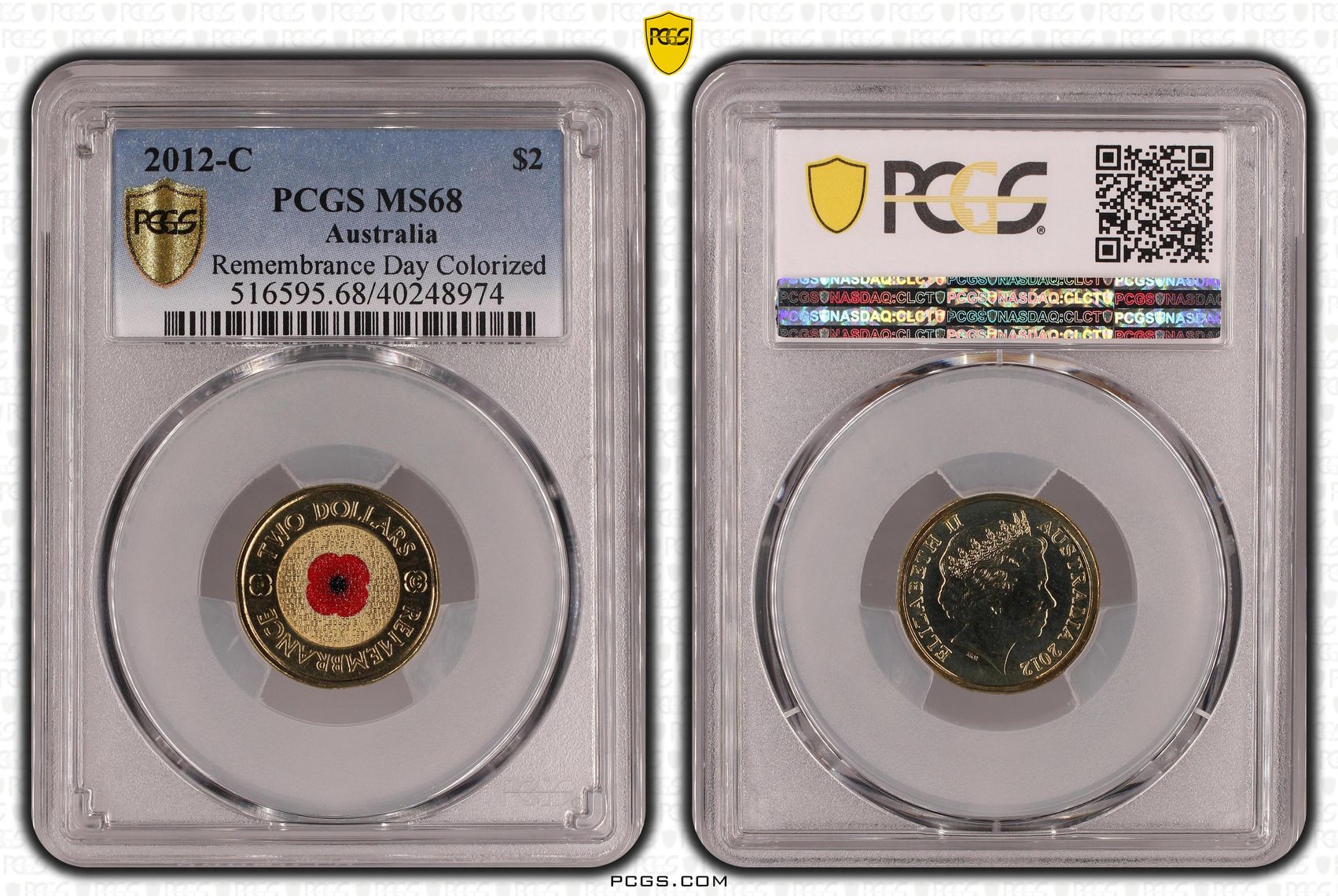 Remembrance Day Colorized, Two Dollar, 2012-C, PCGS MS68