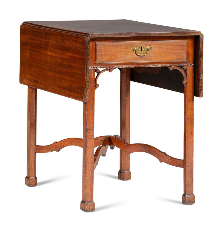 A Chippendale Mahogany X-Form Stretcher Block-Foot Pembroke Table