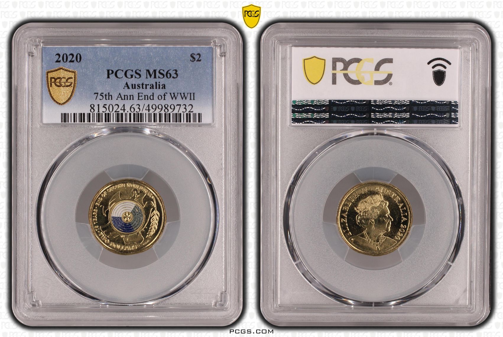 75th Ann End of WWII Colourised, Two Dollar, 2020, PCGS MS63