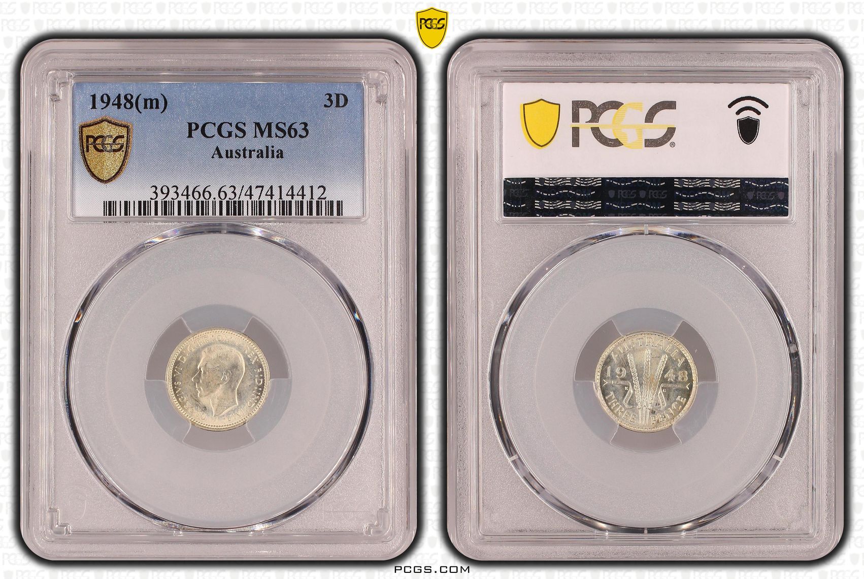 Threepence, 1948(m), PCGS MS 63