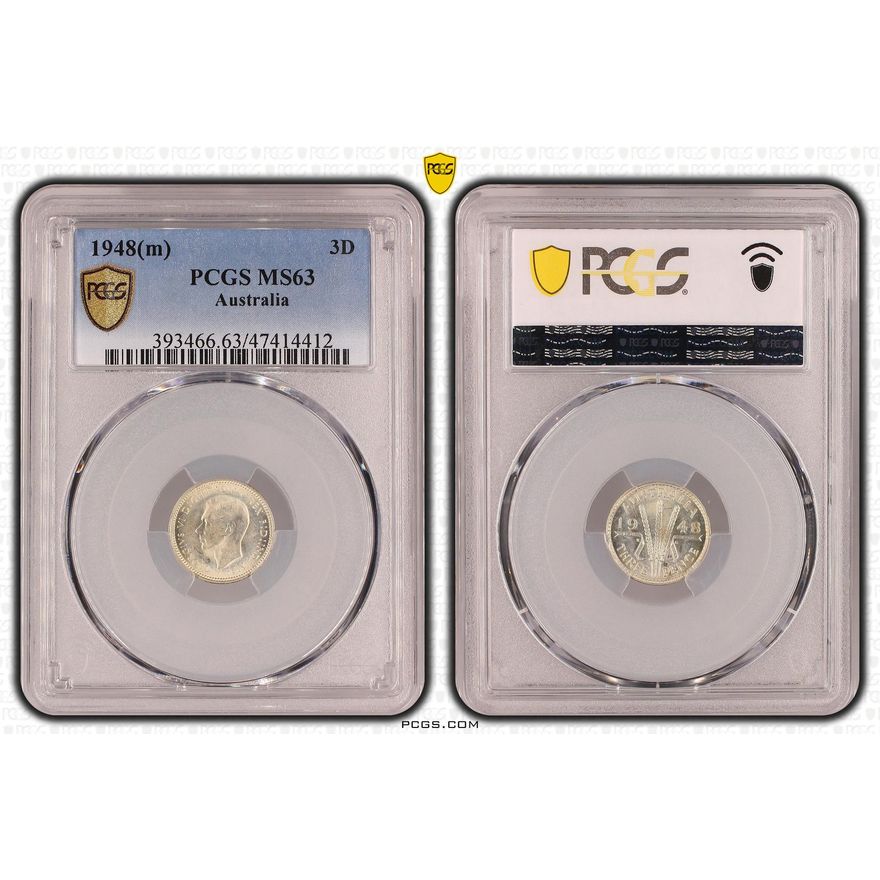 Threepence, 1948(m), PCGS MS 63