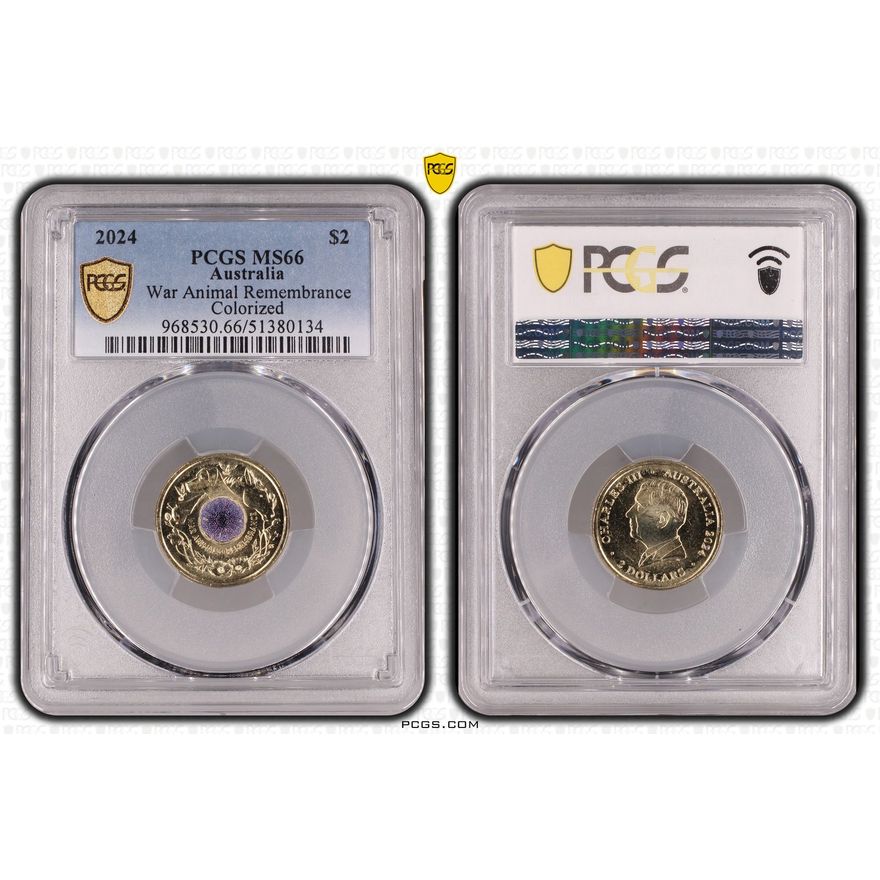 War Animal Remembrance Colorized, Two Dollar, 2024, PCGS MS66