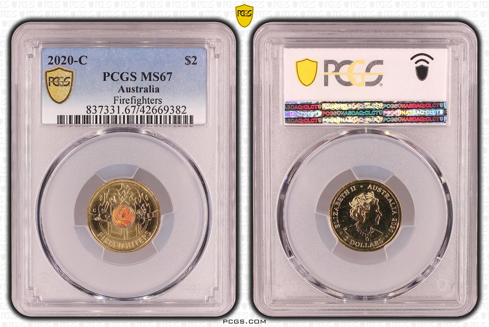 Elizabeth II, Firefighters Colorized, Two Dollar, 2020-C, PCGS MS67