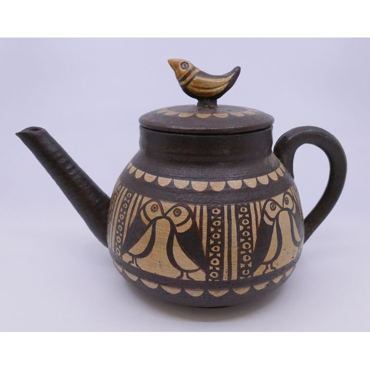 Jane Wherrette Studio Pottery Teapot- repaired finial- 7.5'' tall