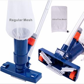 UPGRADE SWIMMING POOL SPA JET VACUUM CLEANER WITH BRUSH & 57" POLE,FOR ABOVE GROUND / INFLATABLE POOL,HOT TUB,POND, SPA, LAKE AND