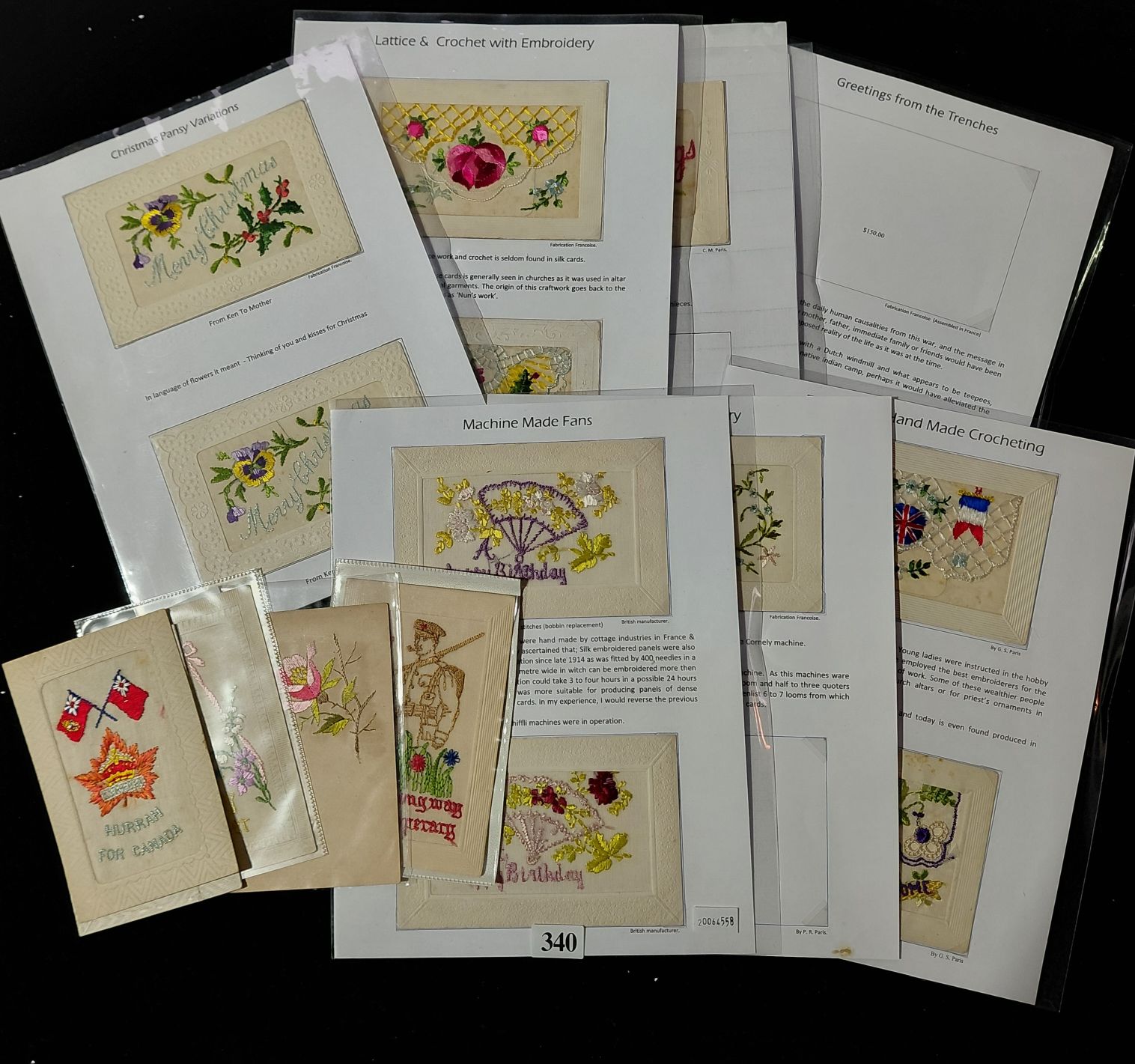 340 · SILK POSTCARDS - GREETINGS