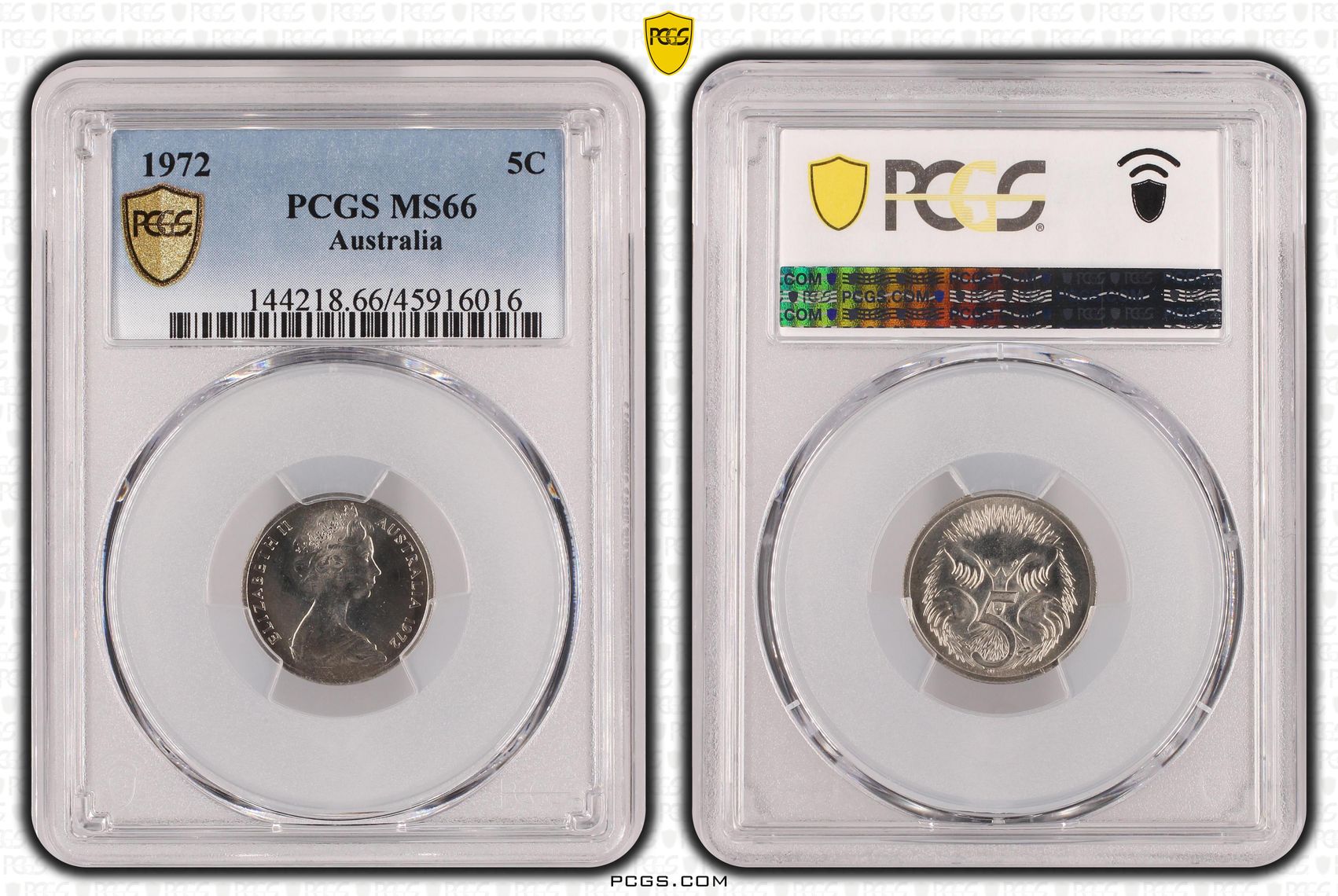 Elizabeth II, Five Cent, 1972, PCGS MS 66