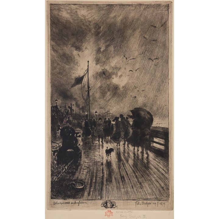 Felix Buhot ''Debarquement en Angleterre'' 1879 Drypoint