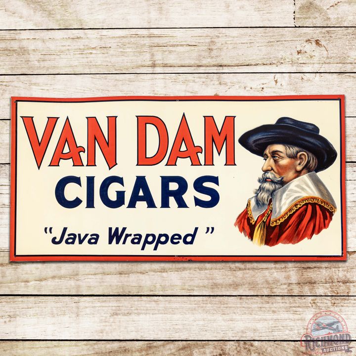 Van Dam Cigars "Java Wrapped" Embossed SST Sign w/ Logo