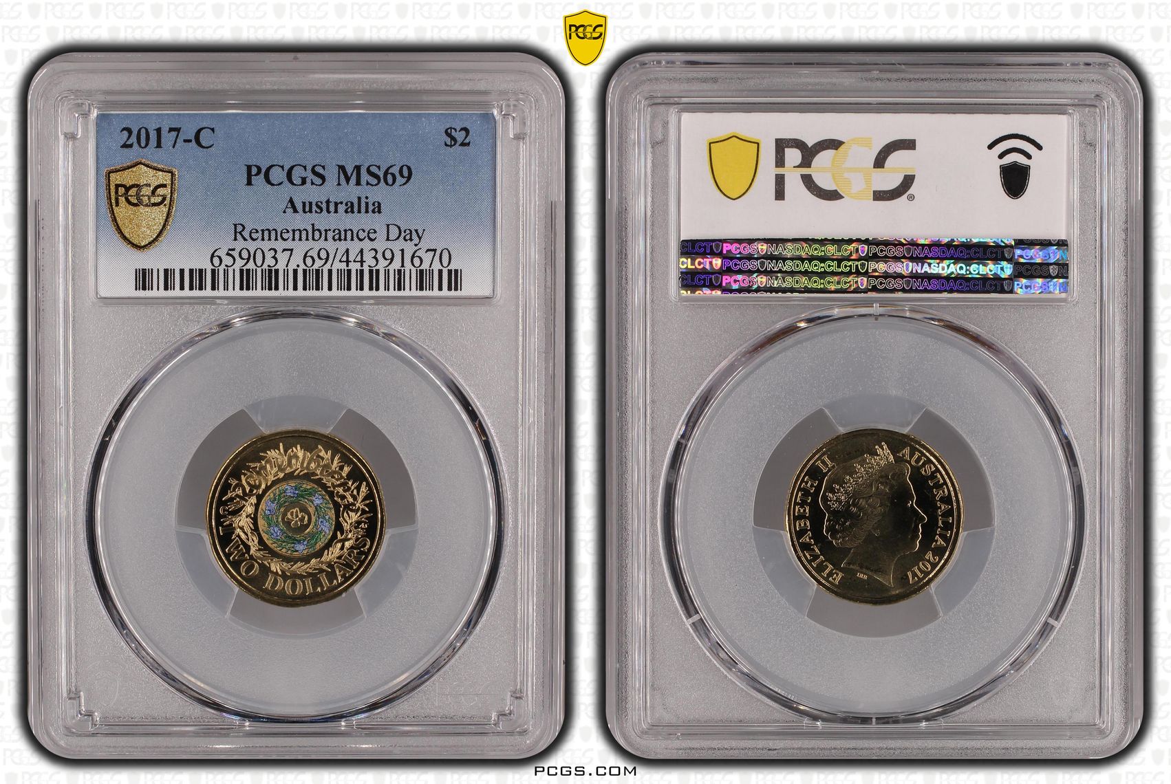 276 · 2017-C Australia Two Dollar, $2 Remembrance Day PCGS - MS69 -670
