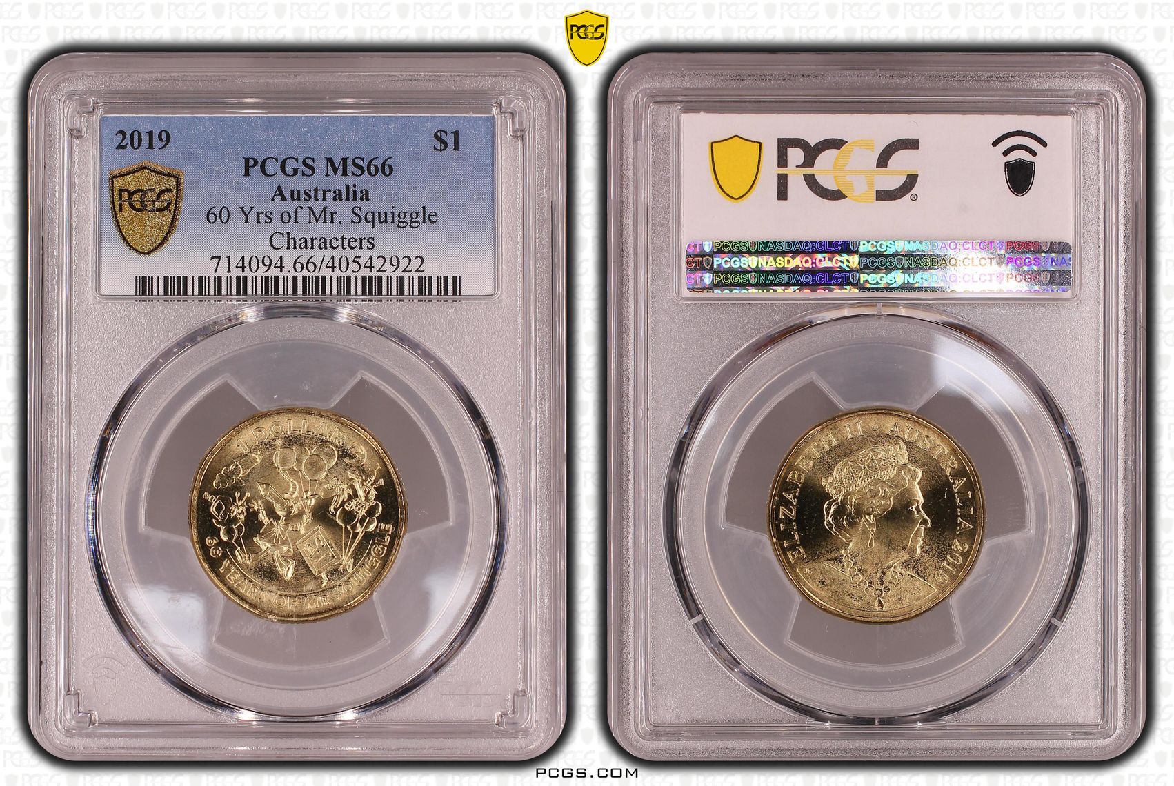 60 Yrs of Mr. Squiggle - Spaceship, One Dollar, 2019, PCGS MS66