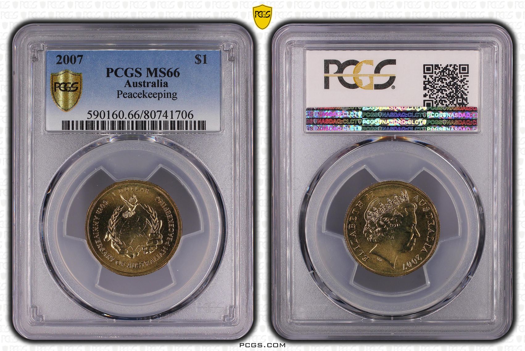Elizabeth II, Peacekeeping, One Dollar, 2007, PCGS MS66