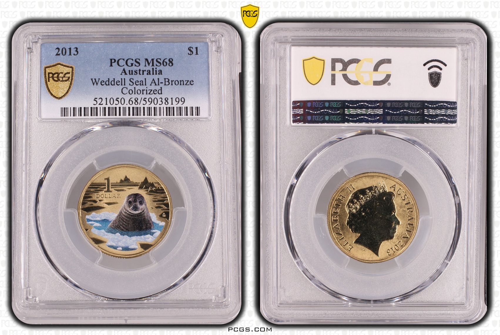 Weddell Seal Al-Bronze, One Dollar, 2013, PCGS MS68
