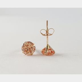9CT YELLOW GOLD STUDS WITH CHAMPANGE COLOURED CUBICS - 51929/3495